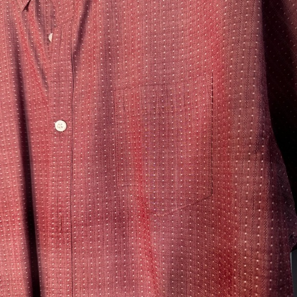 Haggar Red Casual Button Down Shirt with Subtle Pattern - Picture 3 of 5